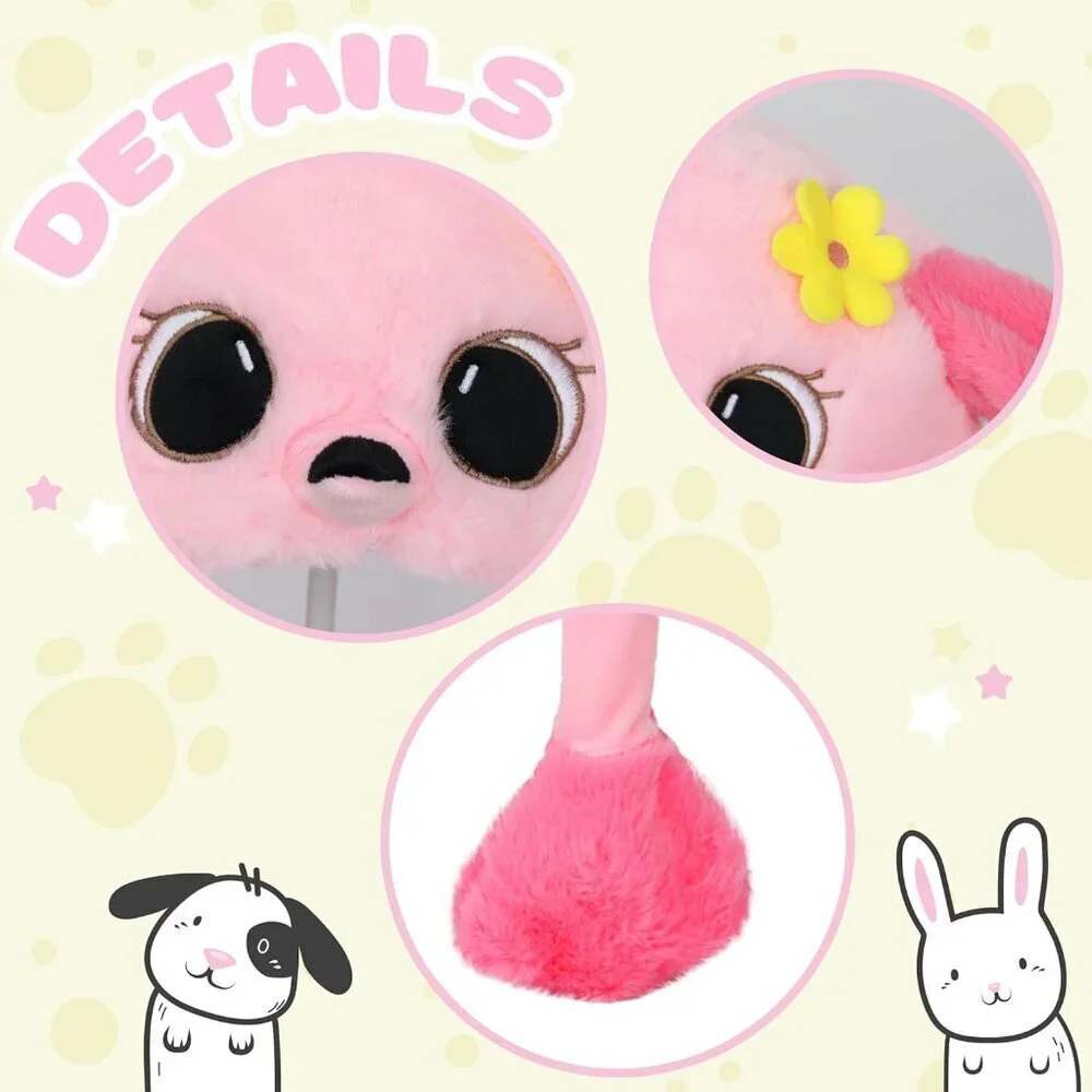Kids Flamingo Animal Hat with Ears Moving Jumping Pop Up Beating Plush Holiday
